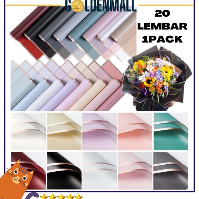 

Lagi Promo [20 LEMBAR] Flower Wrapping Paper Varian List Gold Kertas Buket Bunga Cellophane Florist KB10