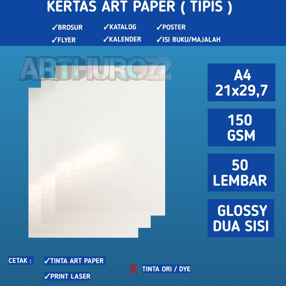 

Direkomendasikan Kertas art paper 150 gsm A4 isi 50 lembar/Kertas brosur tipis 150 gram