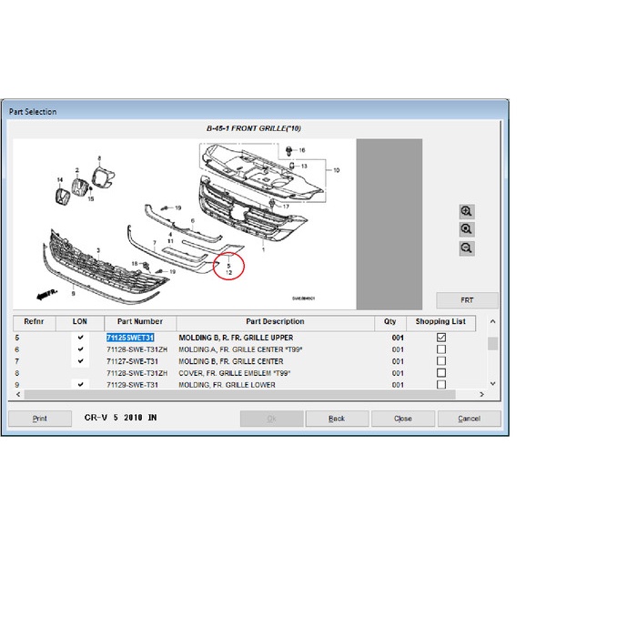 GRILL CHROME CRV List GRILL CRV 2010-2012 ORIGINAL best deal