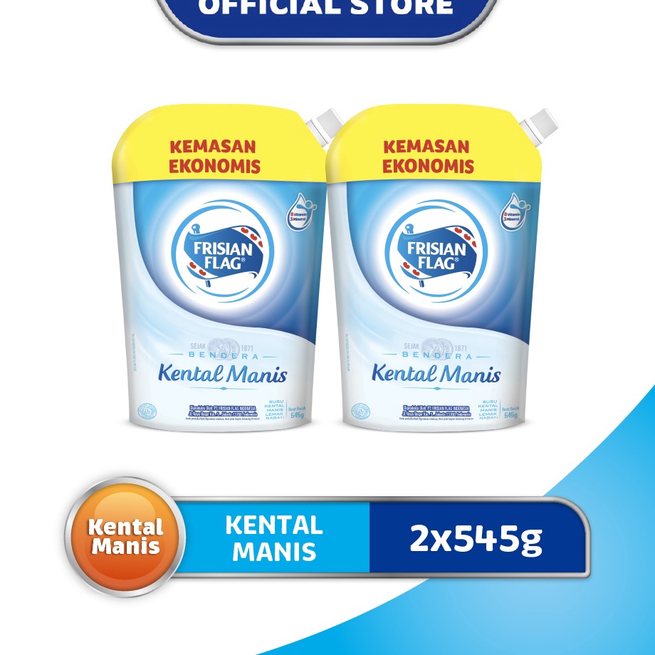 

QQKG0431 Frisian Flag Susu Bendera Kental Manis Pouch 545gr x 2 Pcs