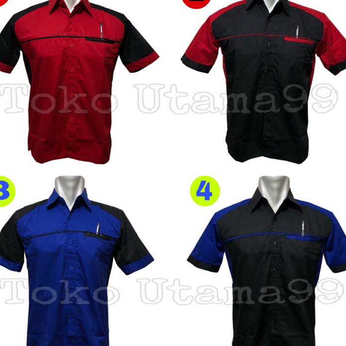 WTTF4049 9.9 BRANDS FESTIVAL Seragam kerja drill biru putih - baju kerja drill biru putih - seragam 