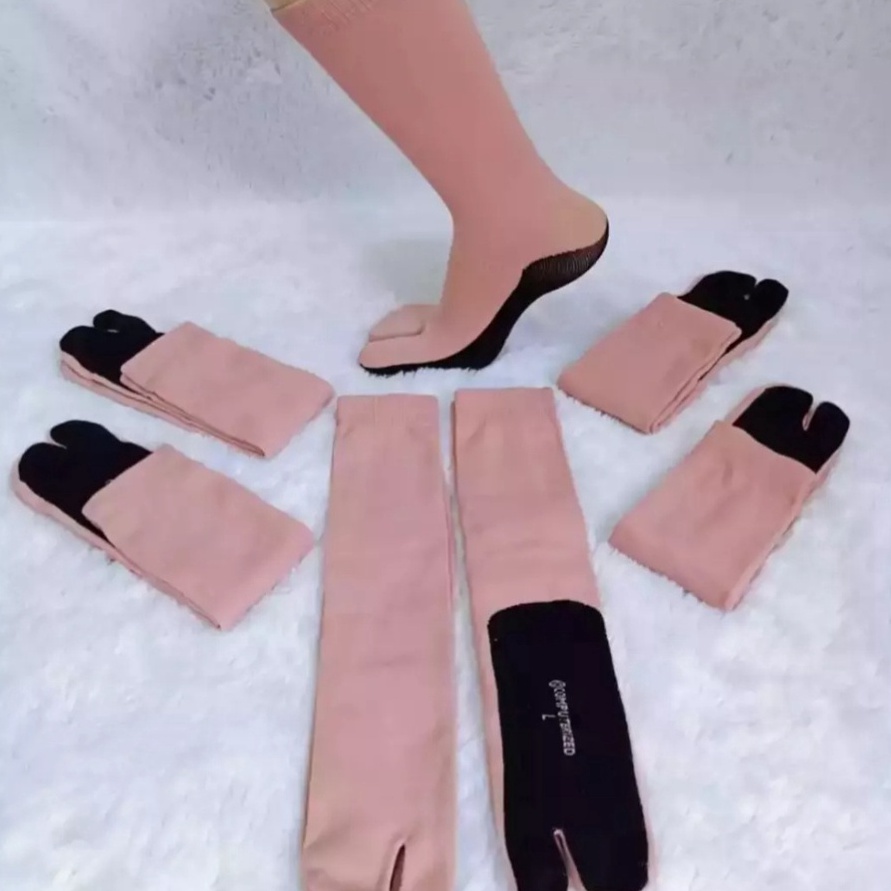 Paling Laku 6 pasang KAOS KAKI JEMPOL WANITA MUSLIMAH PANJANG TELAPAK HITAM TERMURAH BISA BAYAR DI T