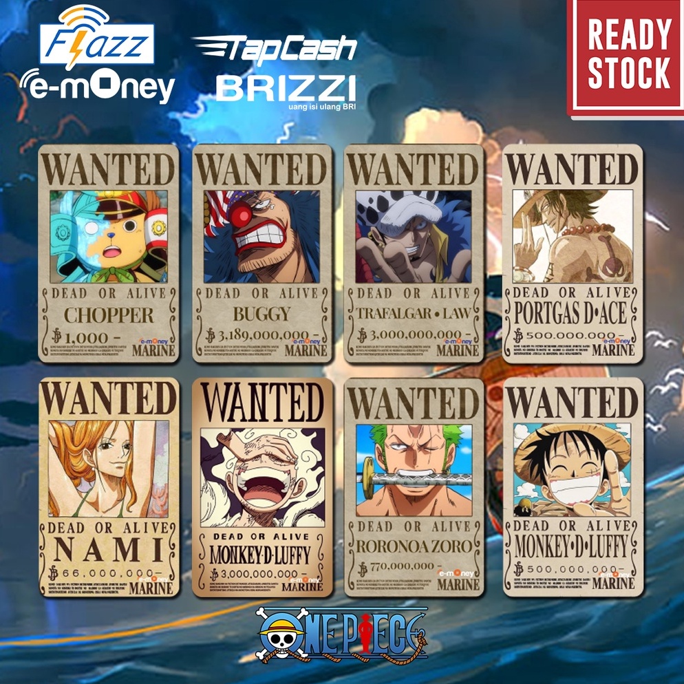 STAR Emoney mandiri flazz bca gen 2 brizzi tap cash custom Anime ONE PIECE Card kartu e toll free ed