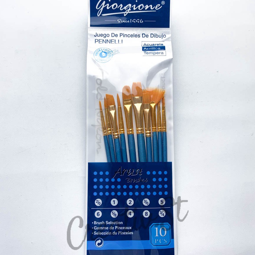 

(A97-☛] Giorgione Kuas Lukis Set Lengkap G-198SH 10 pcs Art Brush Nylon Cat Air Acrylic Minyak».