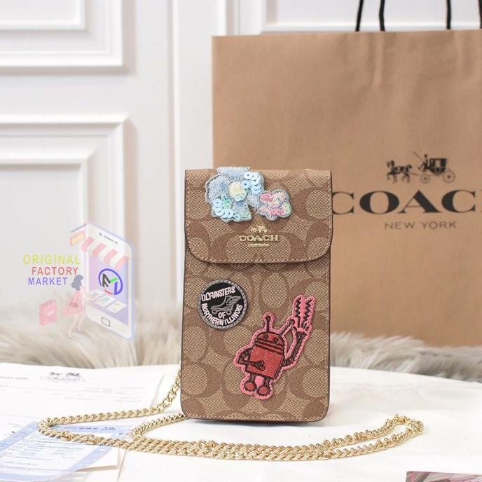 TAS COACH 39955 KEITH HARING PHONE CROSSBODY IN SIGNATURE WITH PATCH