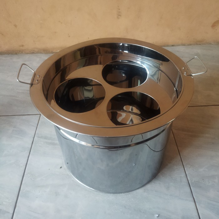 Promo Dandang Mie Ayam Stainless/Panci Mie Kocok/Dandang Bulat 3 Lubang