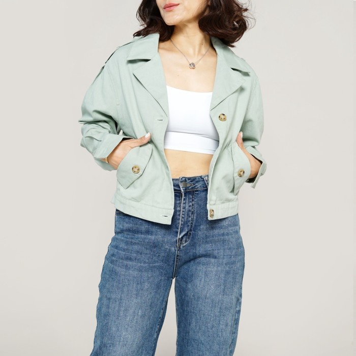 Meiji Beyond Fashion - Majewithlove Semi-Denim Cropped Jacket T80200