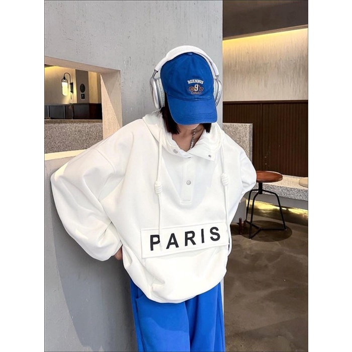 Hoodie Outer Sweater Atasan Wanita Fleece Kancing Depan Oversize