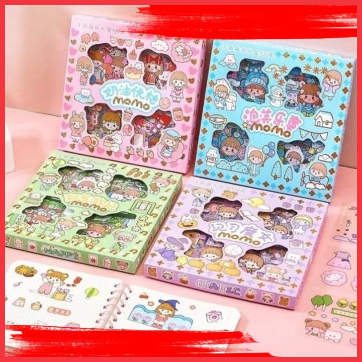 

(MOT) STICKER BOX 1 PACK ISI 100 LEMBAR MOMO 2D KARAKTER KOREA