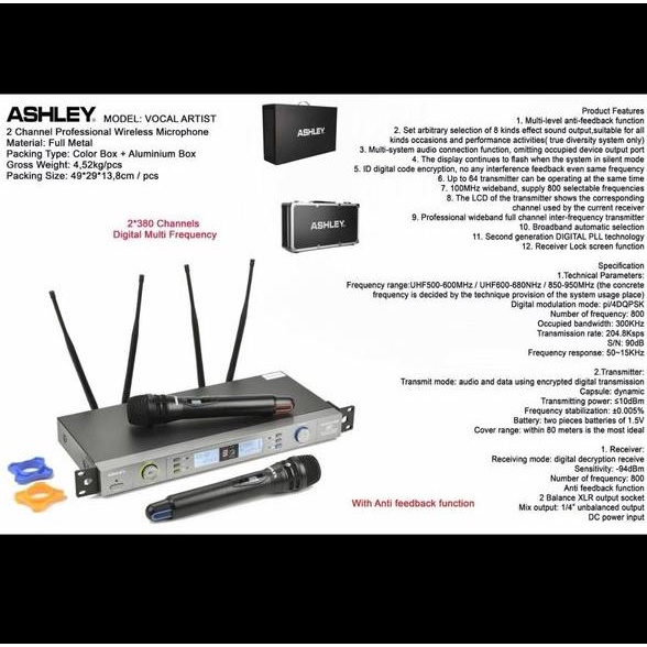 MIC WIRELESS ASHLEY VOCAL ARTIS  BONUS HARDCASE-KOPER  ORIGINAL