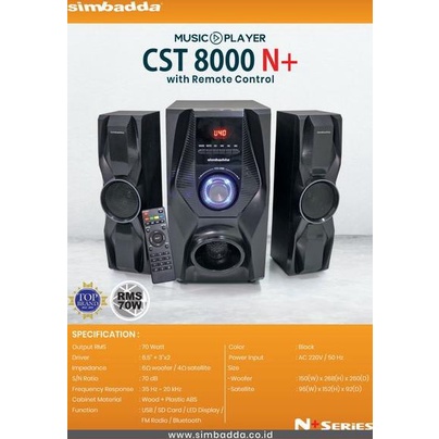Speaker Simbadda  CST 8000N plus USB Bluetooth With Remote