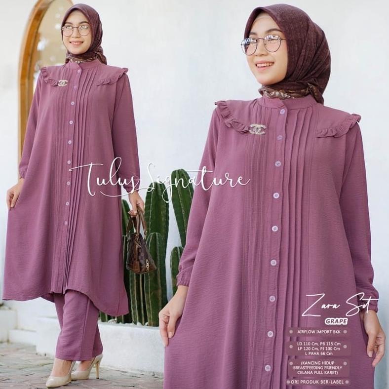 Baju Set Polos Zara Set Crinkle Airflow Jumbo Ld 120 - Zara Set / One Set Jumbo Crinkle Premium Moti