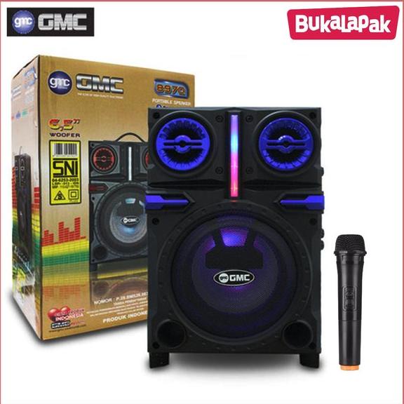 DISKON! SPEAKER GMC BLUETOOTH KARAOKE 897Q FREE MIC WIRELESS