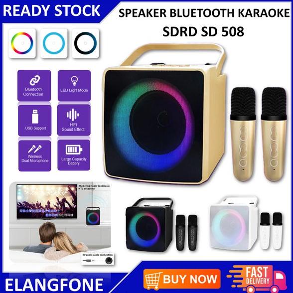 Speaker Karaoke Bluetooth Wireless SDRD SD 508 Mic Karoke 2 Mikrophone