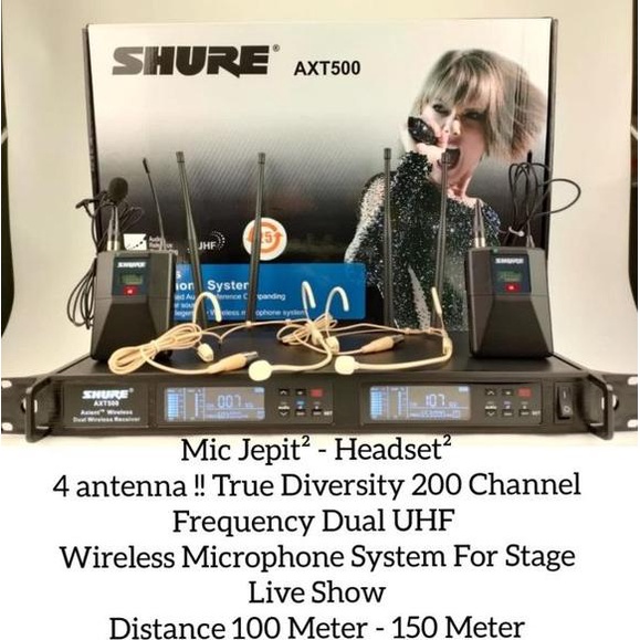 mic microphone wireless uhf shure 2 mic clip on headset