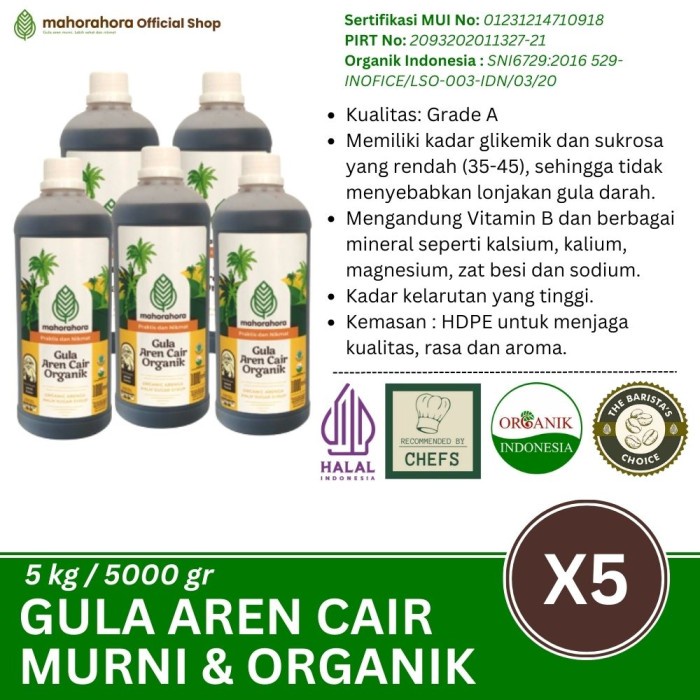 

Paket Hemat Gula Aren Cair Murni dan Organik Premium Mahorahora 1Liter