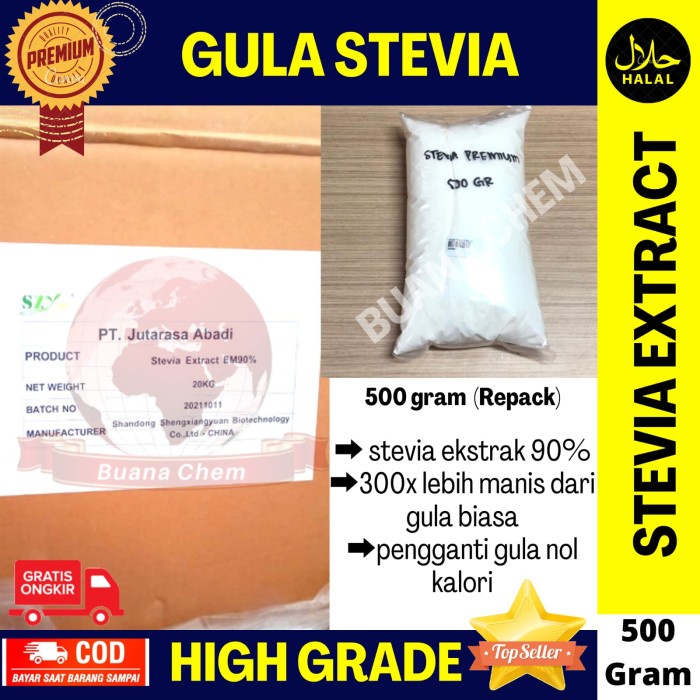 

Stevia Powder Natural Sweetener 500 GR / Bibit Pemanis Alami Serbuk