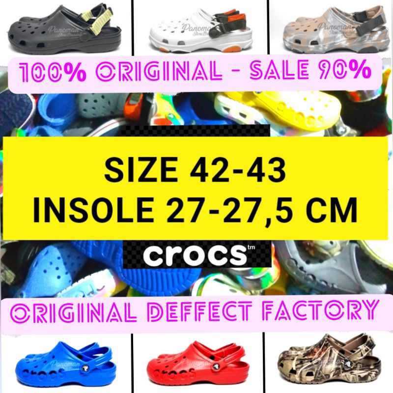 OMV SIZE 42-43 SANDAL CROCS REJECT DEFFECT CUTTING BACA DESKRIPSI H4O