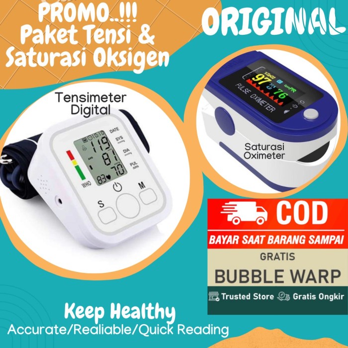 Paket Tensimeter Digital dan Fingertip Pulse Oximeter SpO2