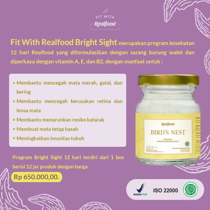 

Fit with Realfood Bright Sight Minuman Sarang burung / Bird Nest