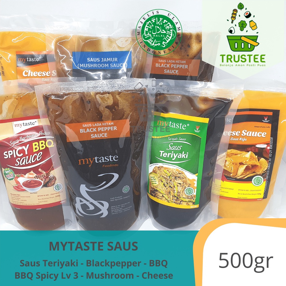 

Terlaris MyTaste Saus Marinasi BBQ Blackpepper Barbeque Teriyaki Jamur Keju Sauce Halal My Taste 500gr