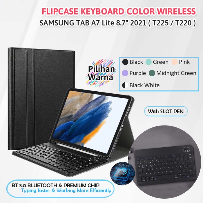 Samsung Tab A7 Lite WIFI LTE Sarung Keyboard Bluetooth Case Casing