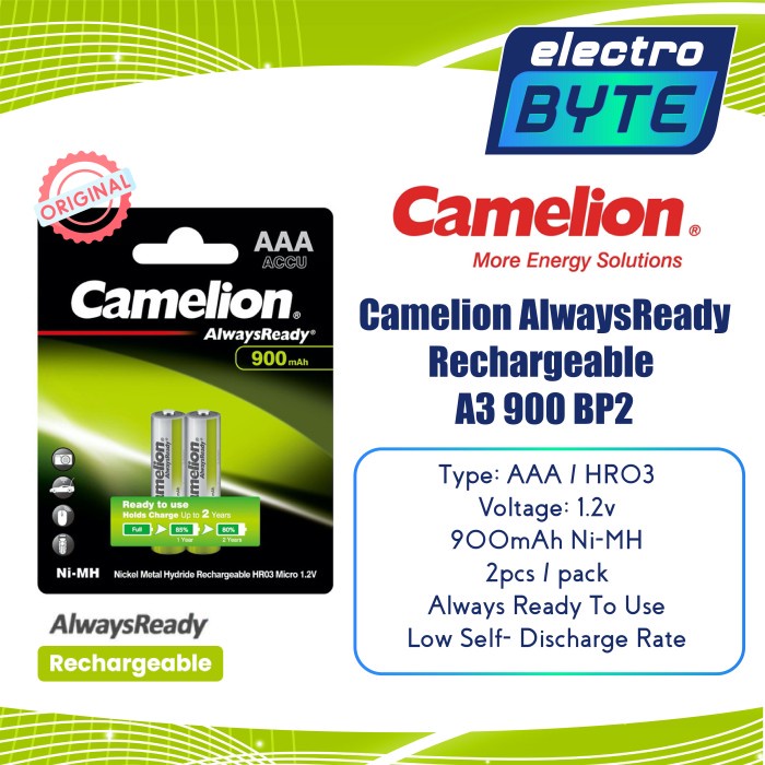 Camelion Baterai cas AAA A3 900 mAh Bp2 - NiMH - battery rechargeable
