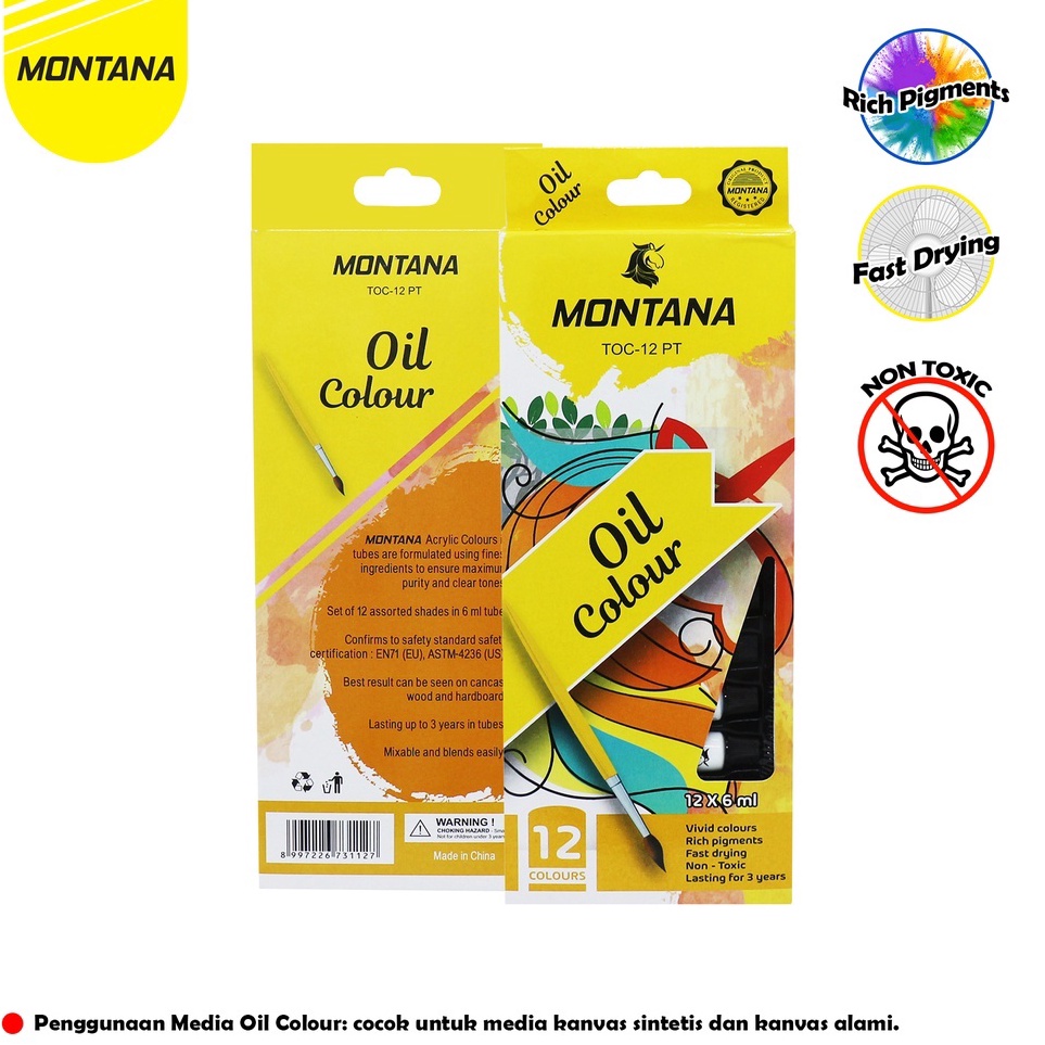 

☋➔✰✪ Montana OilColor 12 Warna/ Cat Minyak Montana TOC-12 PT/ OilColor Tube Ready