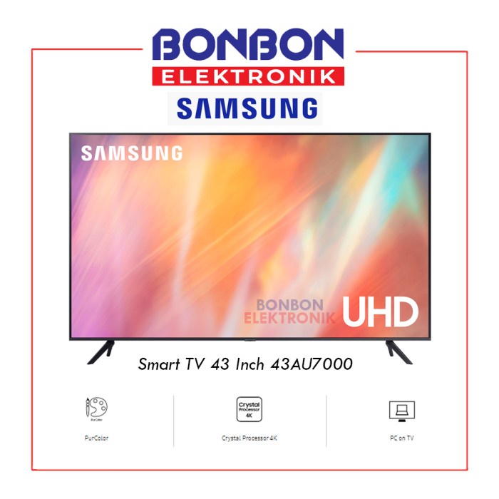 Samsung Led Smart Tv 43 Inch 43Au7000 Crystal Uhd 4K Ua43Au7000 Au7000