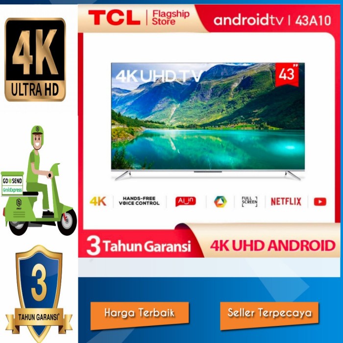Led Tv Tcl 43 Inch 43A10 Smart Android Uhd 4K Tv Garansi Resmi