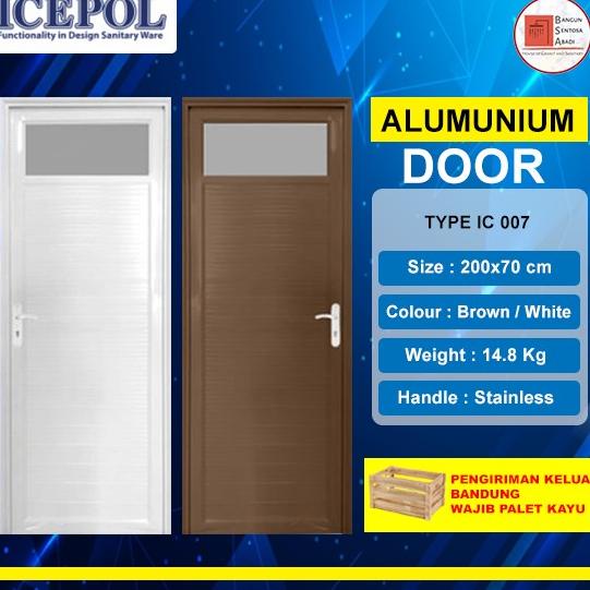 ~~~~~] PINTU KAMAR MANDI ALUMUNIUM PUTIH DENGAN KACA ICEPOL + HANDLE