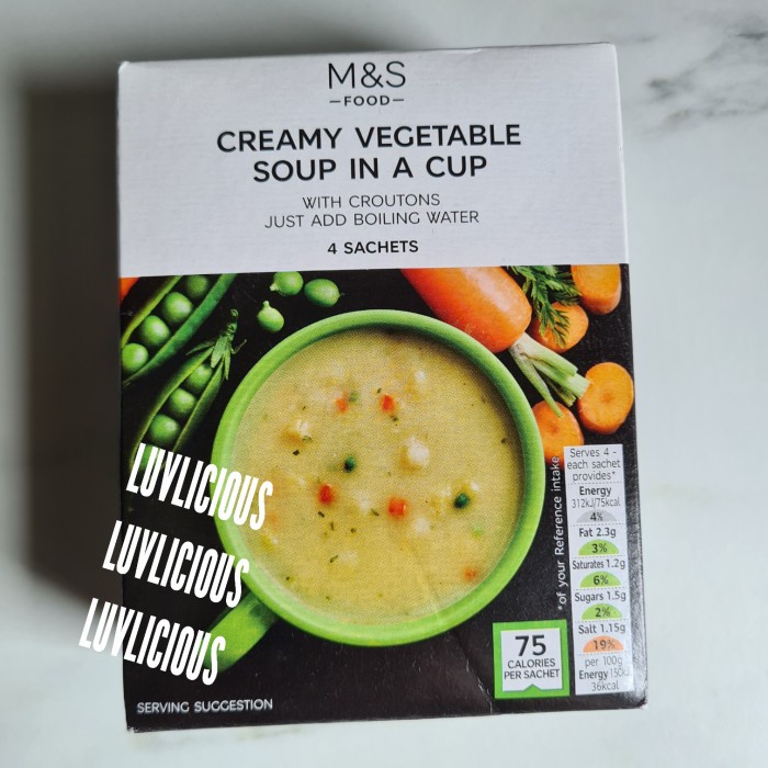 

M&S MARKS & AND SPENCER CREAMY VEGETABLE SOUP IN A CUP SOP SUP SAYURAN