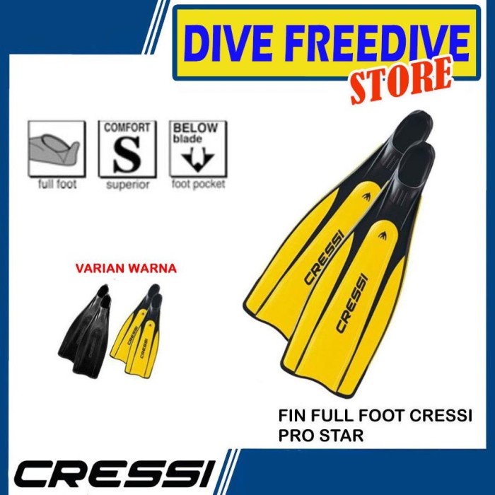 Fin Full Foot Cressi Pro Star Fins Kaki Katak Selam Scuba Diving