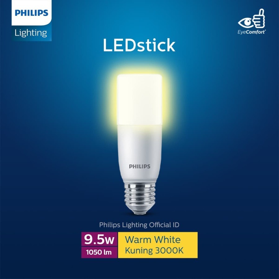 Philips Lampu LED Stick 9.5W E27 3000K Kuning