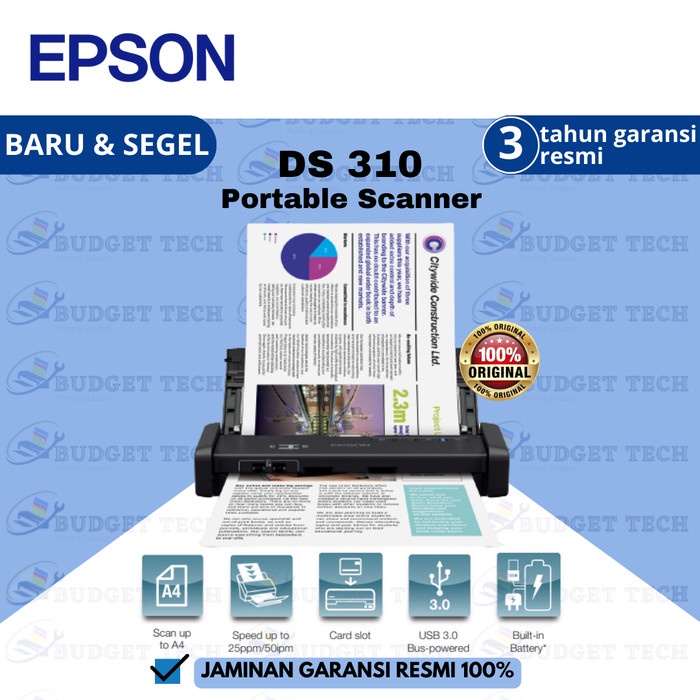 SCANNER EPSON DS-310 DS310 DS 310 PORTABLE Scanner