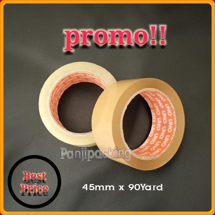 

:<:<:<:<] Lakban Bening / Coklat 2 inch Uno Solatip 45mm x 90Y OPP Isolasi murah - Bening
