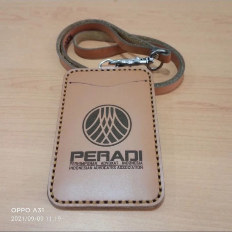 

HOLDER KALUNG ID CARD LOGO PERADI KULIT ASLI COKLAT BEST QUALITY PREMIUM