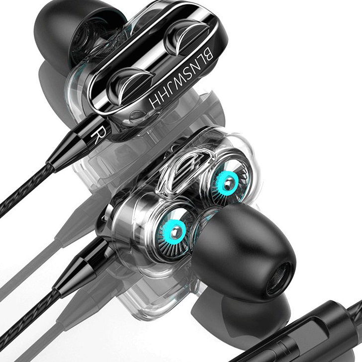 Best Product Headset 4D Bass Double Speaker Stereo 3.5MM Wired Head Phone Murah Dual Drive with Mic 