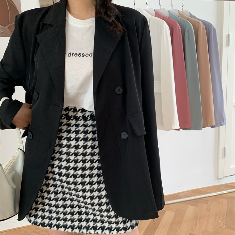 Paling Diminati.. Brand AI-YC Pengiriman 24 Jam ✅ Hitam Pink Biru Korea Blazer Wanita Lengan Panjang