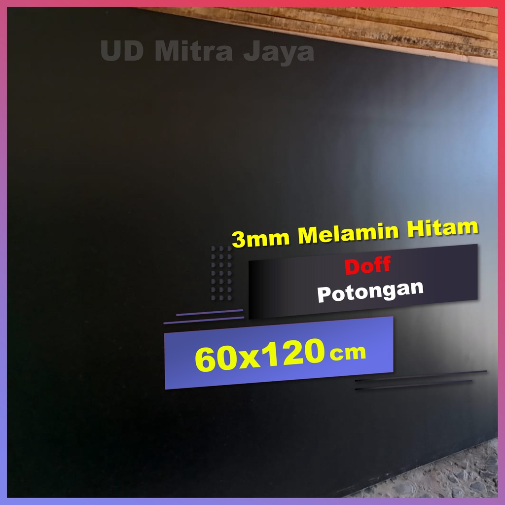Triplek melamin warna hitam doff tebal 3mm ukuran 60x120