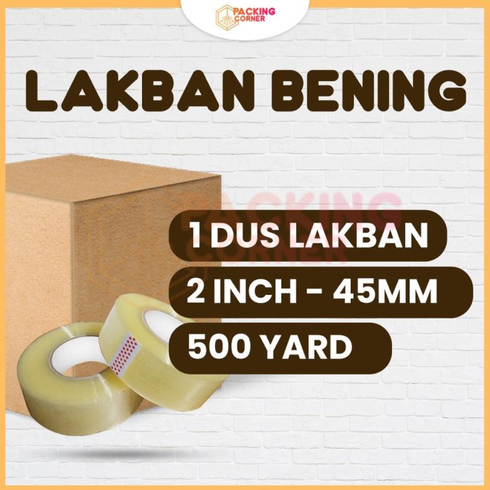 1 DUS Lakban Bening 2 Inch 500 Yard 45mm 48mm GOJEK GRAB TERMURAH