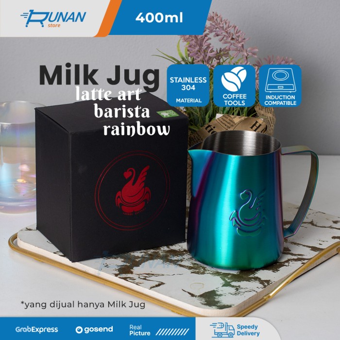 Milk Jug Latte Art Barista Jug Susu Lancip 400ml NOT Jibbi Jug Rainbow