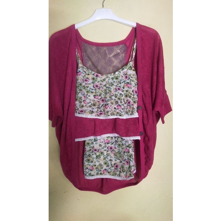 Cardi + tanktop motif rajut - PRELOVED kataku murah