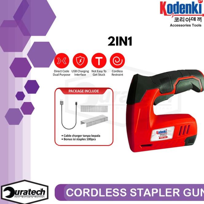 Mesin Paku Staples Tembak 2In1 Baterai Cordless Stapler Gun Kodenki