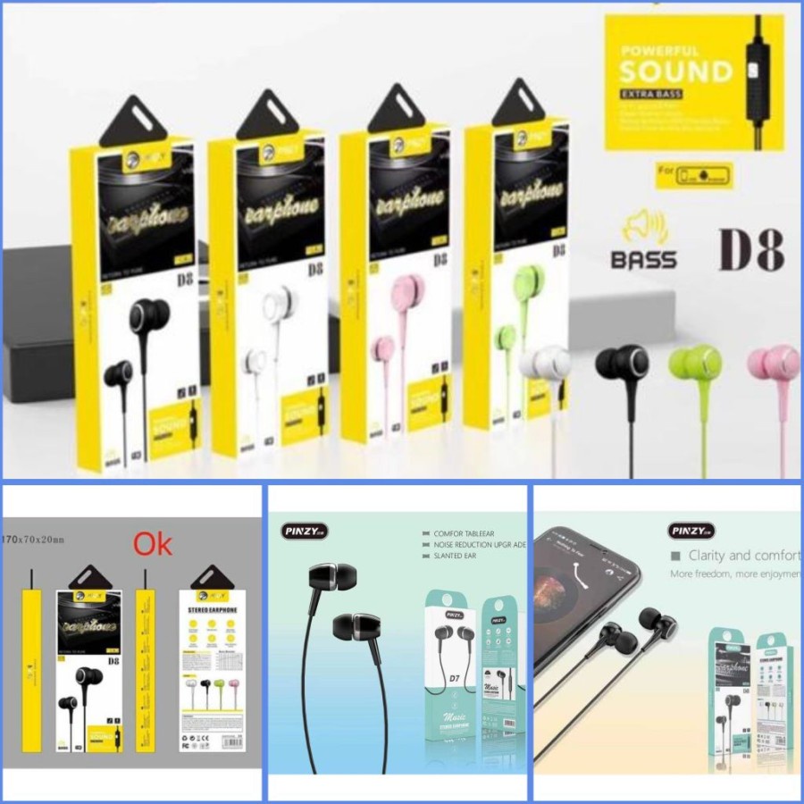 HEADSET ORIGINAL PINZY D8 SERIES EXTRA BASS ORIGINAL STEREO SOUND