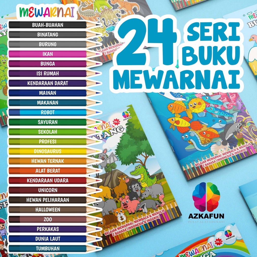 

PAKET 24 BUKU MEWARNAI VOL 1 Full colour - buku mewarnai anak [ART. W1Y4]