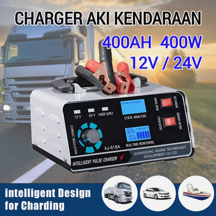 TERMURAH Charger Aki Mobil 400W 12V/24V 400AH Cas Aki Battery Otomatis AJ-618A /CHARGER AKI/ALAT