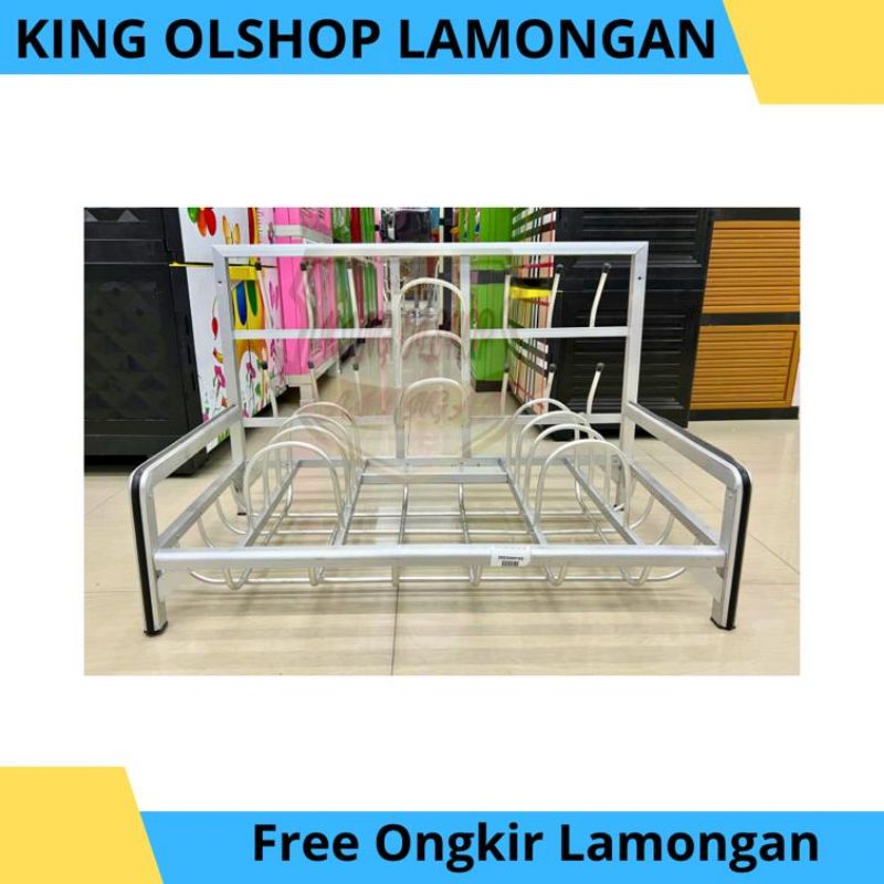 Rak Piring Almini Alumunium Gantung Duduk 60 80 cm [LAMONGAN]