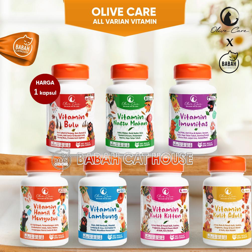 1 Kapsul VITAMIN OLIVE CARE All Varian Obat Penggemuk Kucing Anak Kitten Cat Penambah Nafsu Makan Pe