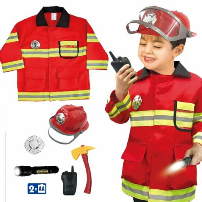 Terbaru Fire Fighter Costume Pemadam Kebakaran Kostum Anak Balita Helm Pemadam Berkualitas